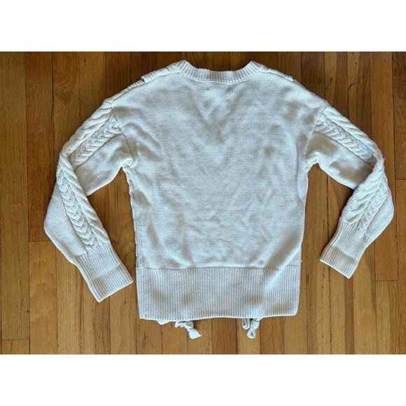Chunky Cream Cable Knit Lace-Up Sweater – Small - Soft Grunge Cabincore Holiday - Picture 4 of 6